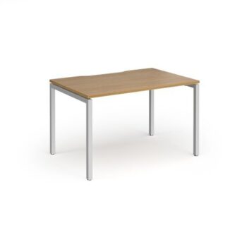 Connex Goal-Post 1200 x 800 x 725mm Single Desk - Silver Frame / Oak Top - GCO128-S-O