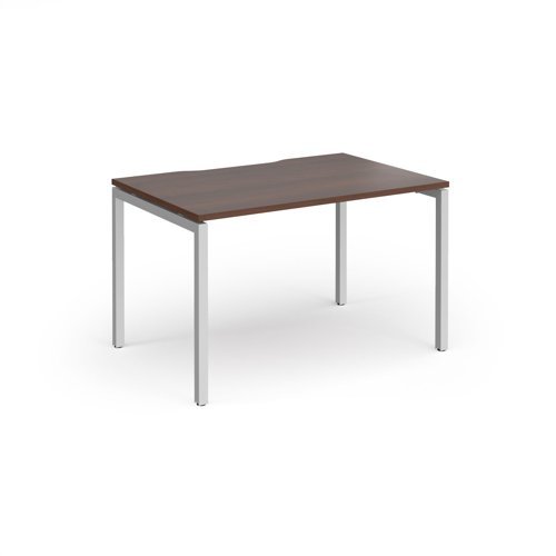 Connex Goal-Post 1200 x 800 x 725mm Single Desk - Silver Frame / Walnut Top - GCO128-S-W