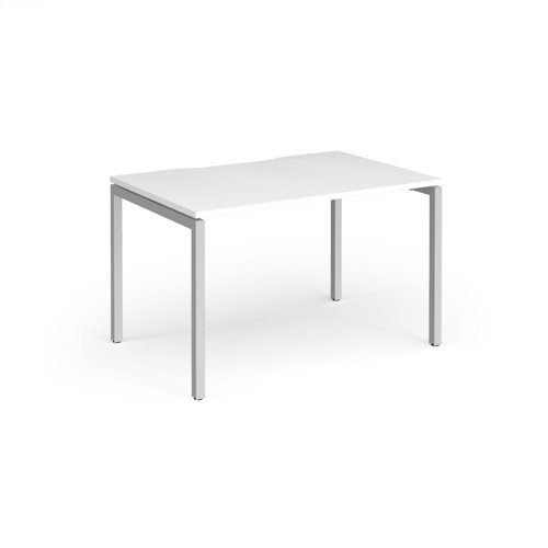 Connex Goal-Post 1200 x 800 x 725mm Single Desk - Silver Frame / White Top - GCO128-S-WH