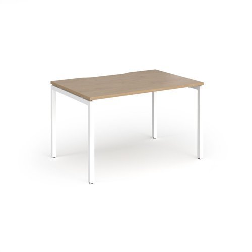 Connex Goal-Post 1200 x 800 x 725mm Single Desk - White Frame / Kendal Oak Top - GCO128-WH-KO