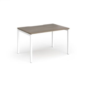 Connex Goal-Post 1200 x 800 x 725mm Single Desk - White Frame / Nebraska Oak Top - GCO128-WH-NO