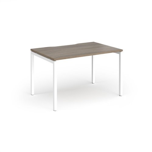 Connex Goal-Post 1200 x 800 x 725mm Single Desk - White Frame / Nebraska Oak Top - GCO128-WH-NO