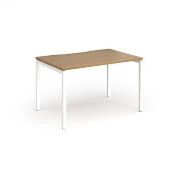 Connex Goal-Post 1200 x 800 x 725mm Single Desk - White Frame / Oak Top - GCO128-WH-O