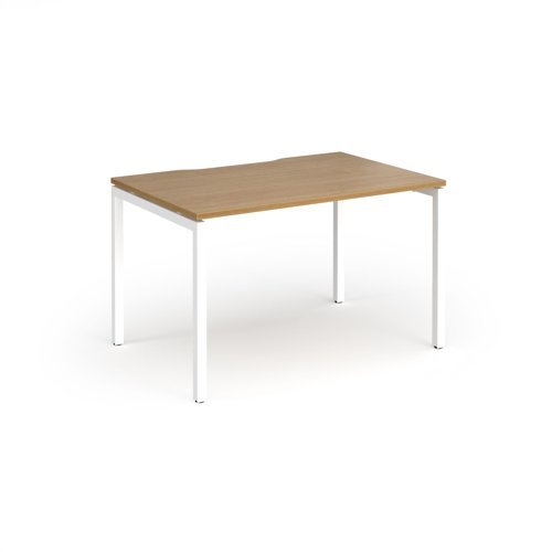 Connex Goal-Post 1200 x 800 x 725mm Single Desk - White Frame / Oak Top - GCO128-WH-O