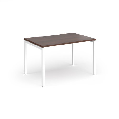Connex Goal-Post 1200 x 800 x 725mm Single Desk - White Frame / Walnut Top - GCO128-WH-W
