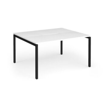 Connex Goal-Post 1400 x 1200 x 725mm Back to Back Desk ( 2 x 1400mm ) - Black Frame / White Top - GCO1412-K-WH