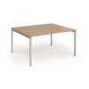 Connex Goal-Post 1400 x 1200 x 725mm Back to Back Desk ( 2 x 1400mm ) - Silver Frame / Beech Top - GCO1412-S-B