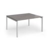 Connex Goal-Post 1400 x 1200 x 725mm Back to Back Desk ( 2 x 1400mm ) - Silver Frame / Grey Oak Top - GCO1412-S-GO
