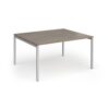 Connex Goal-Post 1400 x 1200 x 725mm Back to Back Desk ( 2 x 1400mm ) - Silver Frame / Nebraska Oak Top - GCO1412-S-NO