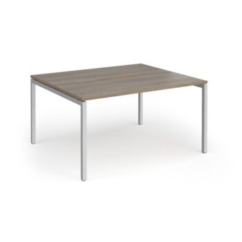 Connex Goal-Post 1400 x 1200 x 725mm Back to Back Desk ( 2 x 1400mm ) - Silver Frame / Nebraska Oak Top - GCO1412-S-NO