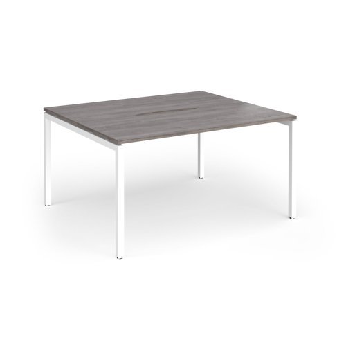 Connex Goal-Post 1400 x 1200 x 725mm Back to Back Desk ( 2 x 1400mm ) - White Frame / Grey Oak Top - GCO1412-WH-GO