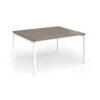 Connex Goal-Post 1400 x 1200 x 725mm Back to Back Desk ( 2 x 1400mm ) - White Frame / Nebraska Oak Top - GCO1412-WH-NO