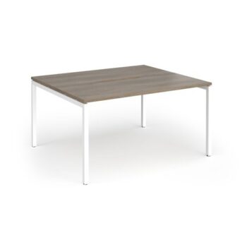 Connex Goal-Post 1400 x 1200 x 725mm Back to Back Desk ( 2 x 1400mm ) - White Frame / Nebraska Oak Top - GCO1412-WH-NO