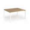Connex Goal-Post 1400 x 1200 x 725mm Back to Back Desk ( 2 x 1400mm ) - White Frame / Oak Top - GCO1412-WH-O