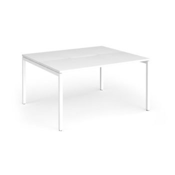 Connex Goal-Post 1400 x 1200 x 725mm Back to Back Desk ( 2 x 1400mm ) - White Frame / White Top - GCO1412-WH-WH