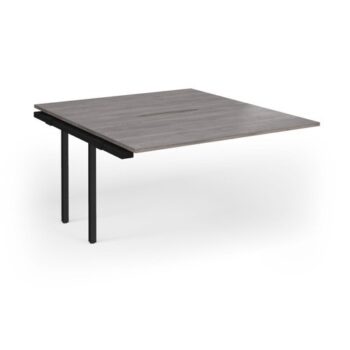 Connex Goal-Post 1400 x 1600 x 725mm Back to Back Add On Bay - Black Frame / Grey Oak Top - GCO1416-AB-K-GO