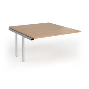 Connex Goal-Post 1400 x 1600 x 725mm Back to Back Add On Bay - Silver Frame / Beech Top - GCO1416-AB-S-B