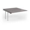 Connex Goal-Post 1400 x 1600 x 725mm Back to Back Add On Bay - Silver Frame / Grey Oak Top - GCO1416-AB-S-GO