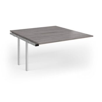 Connex Goal-Post 1400 x 1600 x 725mm Back to Back Add On Bay - Silver Frame / Grey Oak Top - GCO1416-AB-S-GO