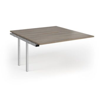 Connex Goal-Post 1400 x 1600 x 725mm Back to Back Add On Bay - Silver Frame / Nebraska Oak Top - GCO1416-AB-S-NO