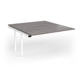Connex Goal-Post 1400 x 1600 x 725mm Back to Back Add On Bay - White Frame / Grey Oak Top - GCO1416-AB-WH-GO