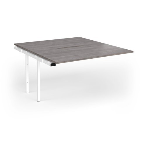 Connex Goal-Post 1400 x 1600 x 725mm Back to Back Add On Bay - White Frame / Grey Oak Top - GCO1416-AB-WH-GO