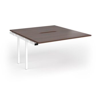 Connex Goal-Post 1400 x 1600 x 725mm Back to Back Add On Bay - White Frame / Walnut Top - GCO1416-AB-WH-W