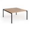 Connex Goal-Post 1400 x 1600 x 725mm Back to Back Desk ( 2 x 1400mm ) - Black Frame / Beech Top - GCO1416-K-B
