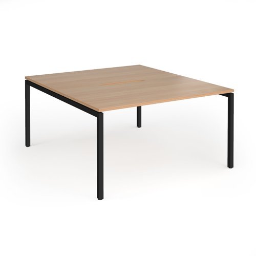 Connex Goal-Post 1400 x 1600 x 725mm Back to Back Desk ( 2 x 1400mm ) - Black Frame / Beech Top - GCO1416-K-B