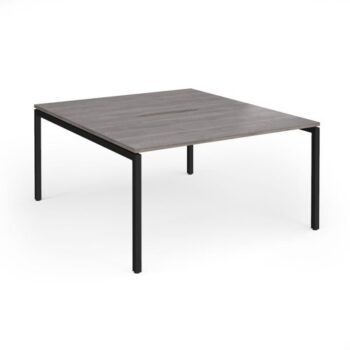 Connex Goal-Post 1400 x 1600 x 725mm Back to Back Desk ( 2 x 1400mm ) - Black Frame / Grey Oak Top - GCO1416-K-GO