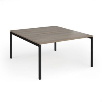 Connex Goal-Post 1400 x 1600 x 725mm Back to Back Desk ( 2 x 1400mm ) - Black Frame / Nebraska Oak Top - GCO1416-K-NO