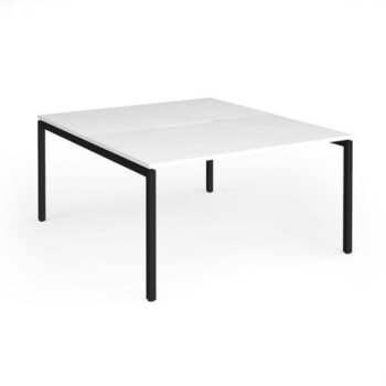 Connex Goal-Post 1400 x 1600 x 725mm Back to Back Desk ( 2 x 1400mm ) - Black Frame / White Top - GCO1416-K-WH