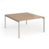 Connex Goal-Post 1400 x 1600 x 725mm Back to Back Desk ( 2 x 1400mm ) - Silver Frame / Beech Top - GCO1416-S-B