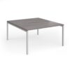 Connex Goal-Post 1400 x 1600 x 725mm Back to Back Desk ( 2 x 1400mm ) - Silver Frame / Grey Oak Top - GCO1416-S-GO