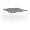 Connex Goal-Post 1400 x 1600 x 725mm Back to Back Desk ( 2 x 1400mm ) - White Frame / Grey Oak Top - GCO1416-WH-GO