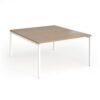 Connex Goal-Post 1400 x 1600 x 725mm Back to Back Desk ( 2 x 1400mm ) - White Frame / Kendal Oak Top - GCO1416-WH-KO