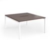 Connex Goal-Post 1400 x 1600 x 725mm Back to Back Desk ( 2 x 1400mm ) - White Frame / Walnut Top - GCO1416-WH-W