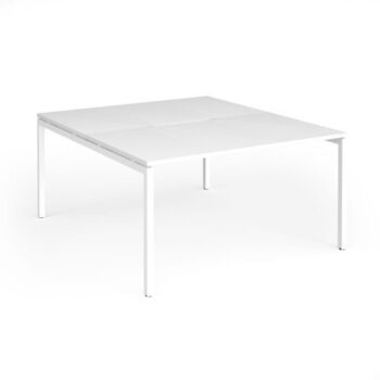 Connex Goal-Post 1400 x 1600 x 725mm Back to Back Desk ( 2 x 1400mm ) - White Frame / White Top - GCO1416-WH-WH