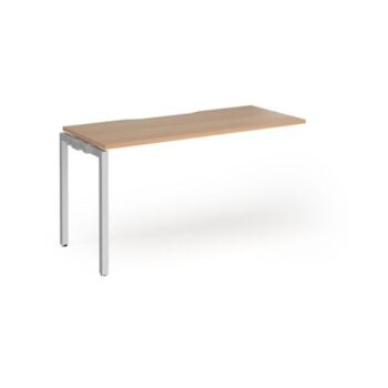 Connex Goal-Post 1400 x 600 x 725mm Single Add On Bay - Silver Frame / Beech Top - GCO146-AB-S-B