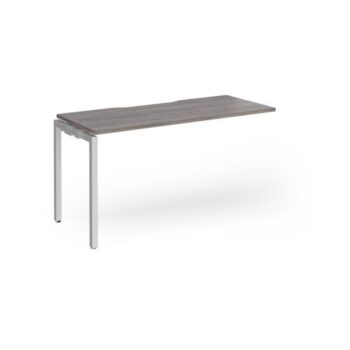 Connex Goal-Post 1400 x 600 x 725mm Single Add On Bay - Silver Frame / Grey Oak Top - GCO146-AB-S-GO