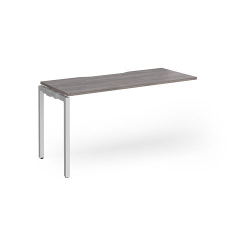 Connex Goal-Post 1400 x 600 x 725mm Single Add On Bay - Silver Frame / Grey Oak Top - GCO146-AB-S-GO