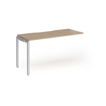 Connex Goal-Post 1400 x 600 x 725mm Single Add On Bay - Silver Frame / Kendal Oak Top - GCO146-AB-S-KO