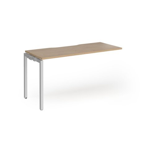 Connex Goal-Post 1400 x 600 x 725mm Single Add On Bay - Silver Frame / Kendal Oak Top - GCO146-AB-S-KO
