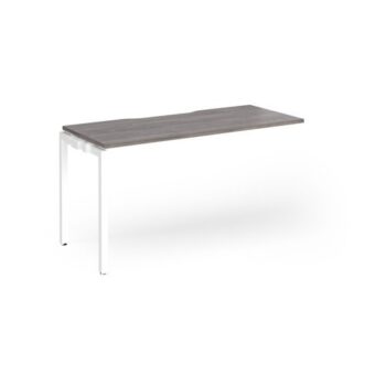 Connex Goal-Post 1400 x 600 x 725mm Single Add On Bay - White Frame / Grey Oak Top - GCO146-AB-WH-GO