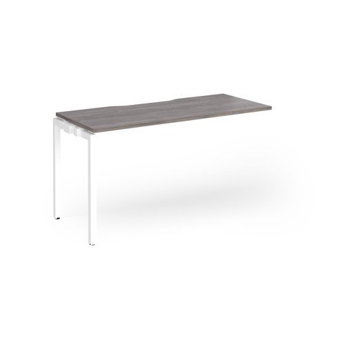 Connex Goal-Post 1400 x 600 x 725mm Single Add On Bay - White Frame / Grey Oak Top - GCO146-AB-WH-GO