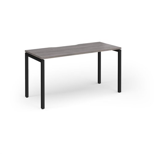 Connex Goal-Post 1400 x 600 x 725mm Single Desk - Black Frame / Grey Oak Top - GCO146-K-GO