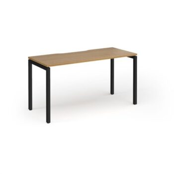 Connex Goal-Post 1400 x 600 x 725mm Single Desk - Black Frame / Oak Top - GCO146-K-O