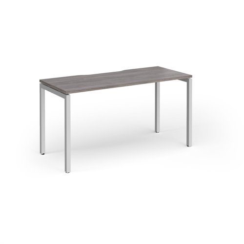 Connex Goal-Post 1400 x 600 x 725mm Single Desk - Silver Frame / Grey Oak Top - GCO146-S-GO