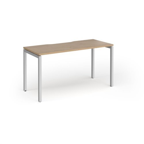 Connex Goal-Post 1400 x 600 x 725mm Single Desk - Silver Frame / Kendal Oak Top - GCO146-S-KO