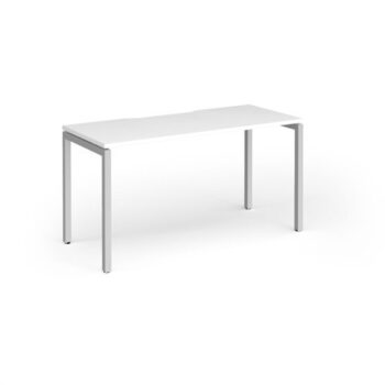 Connex Goal-Post 1400 x 600 x 725mm Single Desk - Silver Frame / White Top - GCO146-S-WH